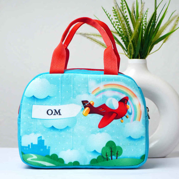 Personalised Rainbow Printed Kids Lunch Bag With Handle